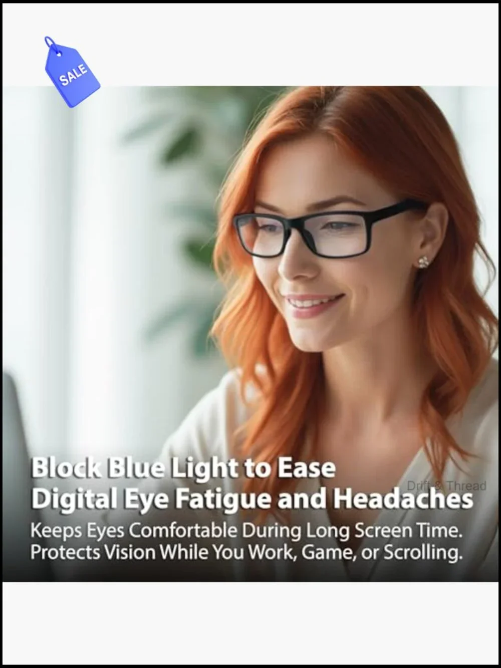Blue Light Blocking Glasses Anti-Fatigue Computer Gaming Eyewear 1.50